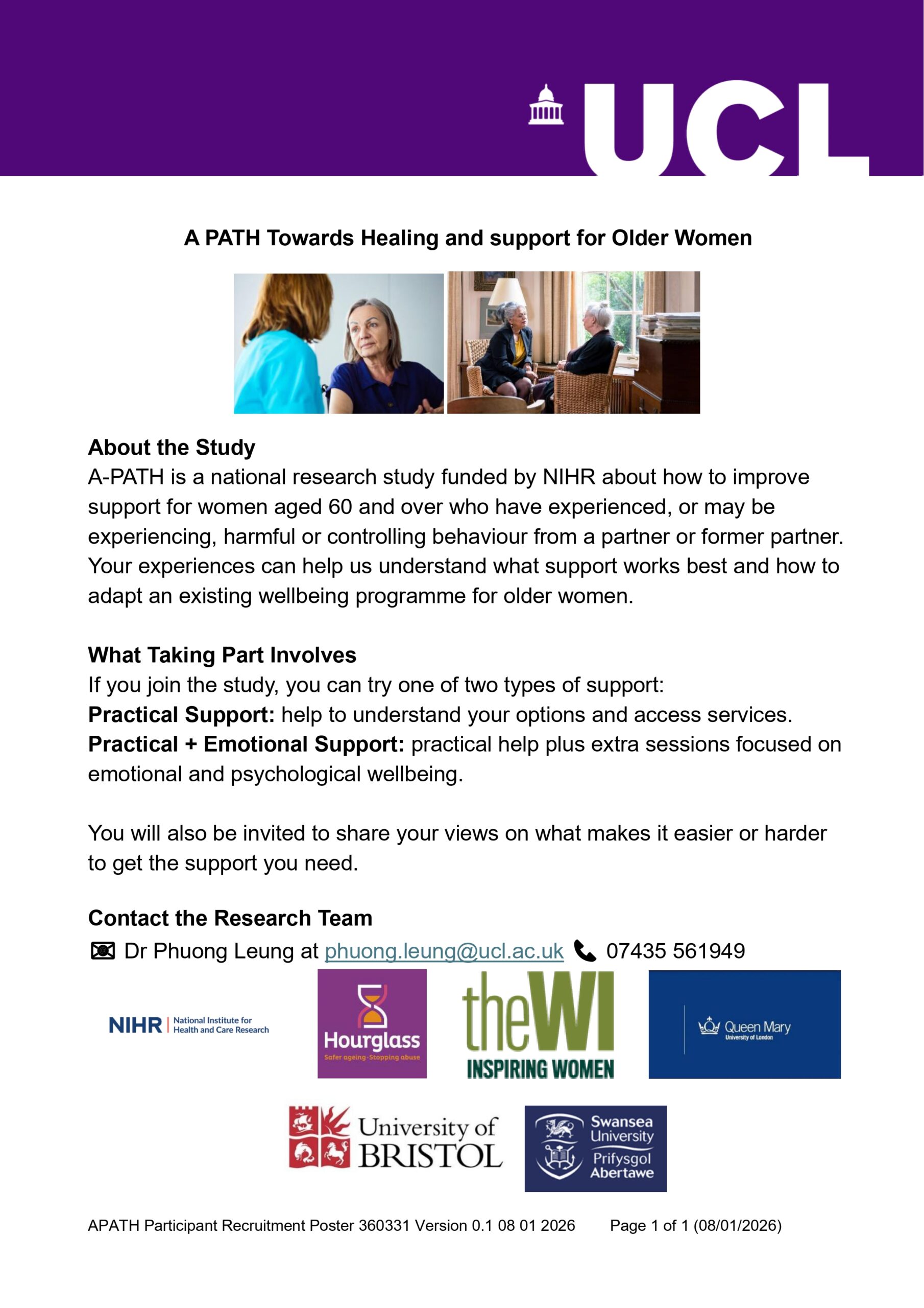 Research Study: A-PATH Towards Healing and Support for Older Women